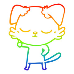 rainbow gradient line drawing cute cartoon dog