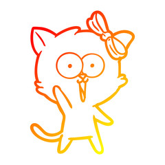 warm gradient line drawing cartoon cat
