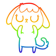 rainbow gradient line drawing cute cartoon dog