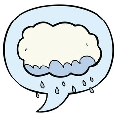 cartoon rain cloud and speech bubble