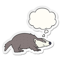 cartoon badger and thought bubble as a printed sticker