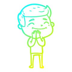 cold gradient line drawing happy cartoon man