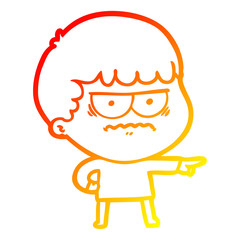warm gradient line drawing cartoon annoyed man