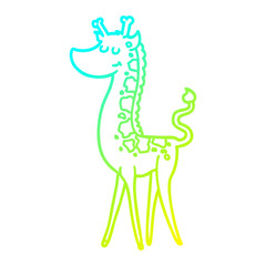 cold gradient line drawing cartoon giraffe