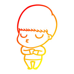 warm gradient line drawing cartoon calm boy