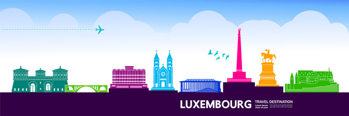 Luxembourg  travel destination vector illustration. - obrazy, fototapety, plakaty
