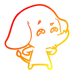 warm gradient line drawing cartoon elephant remembering