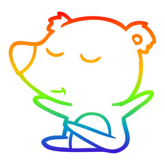 rainbow gradient line drawing happy cartoon bear