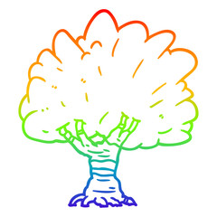 rainbow gradient line drawing Cartoon tree