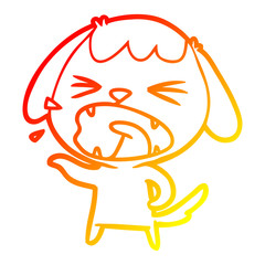 warm gradient line drawing cute cartoon dog barking