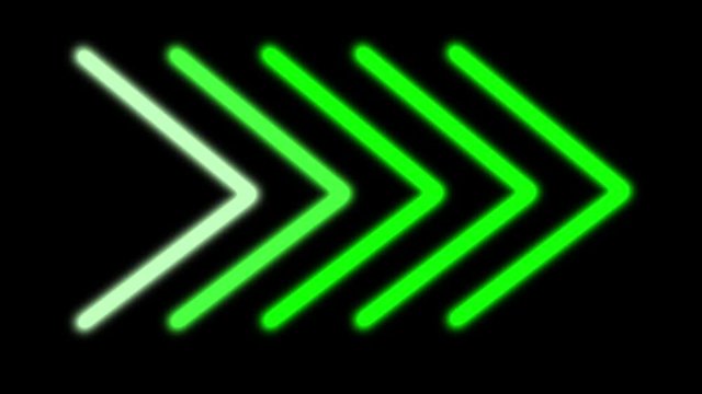 Flashing coloured neon arrow sign. seamless loop. 4k