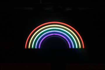 Pride Neon Rainbow Symbol on Black Background - Isolated Graphic