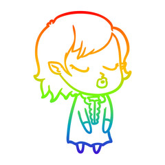 rainbow gradient line drawing cute cartoon vampire girl