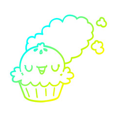 cold gradient line drawing cute cartoon pie