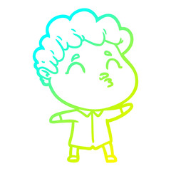 cold gradient line drawing cartoon man pouting
