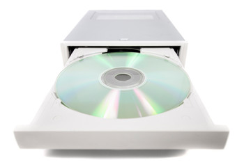 open dvd-rom on white