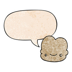 cartoon cloud and speech bubble in retro texture style