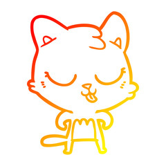 warm gradient line drawing cartoon cat