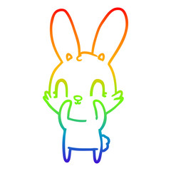 rainbow gradient line drawing cute cartoon rabbit