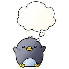 cartoon penguin and thought bubble in smooth gradient style