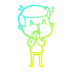 cold gradient line drawing cartoon excited man