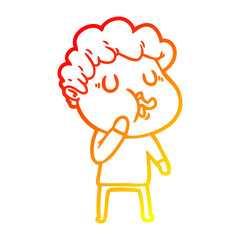 warm gradient line drawing cartoon man singing
