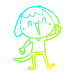 cold gradient line drawing cartoon laughing dog