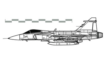 SAAB JAS 39 Gripen. Outline vector drawing