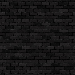 Vector realistic isolated black brick wall seamless pattern background for template and wallpaper decoration.