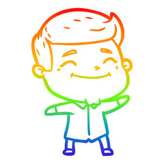 rainbow gradient line drawing happy cartoon man