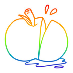 rainbow gradient line drawing cartoon sliced apple