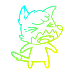 cold gradient line drawing angry cartoon fox