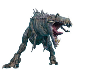alien animal is aggressive in a white background © DM7