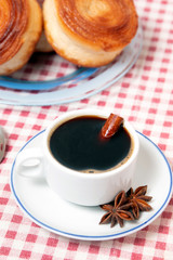 Rolled honey pastries with coffee