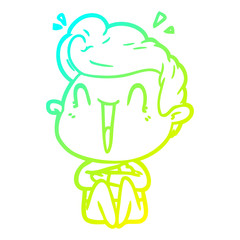 cold gradient line drawing cartoon excited man