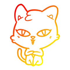 warm gradient line drawing cartoon cat