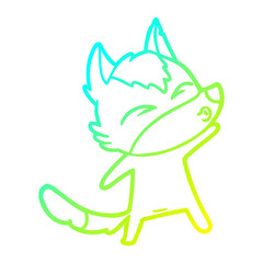 cold gradient line drawing cartoon wolf pouting