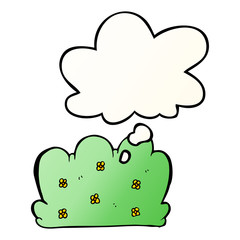 cartoon hedge and thought bubble in smooth gradient style