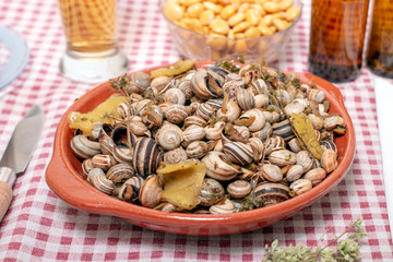 Traditional dish of cooked snails