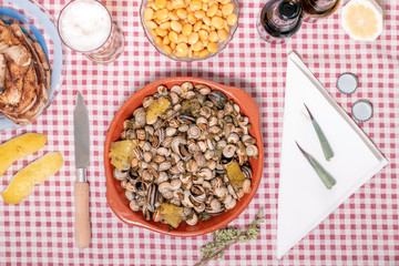 Traditional dish of cooked snails
