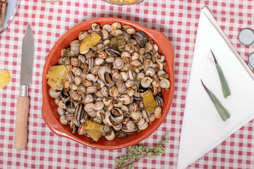 Traditional dish of cooked snails
