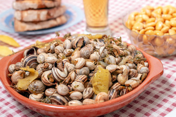 Traditional dish of cooked snails