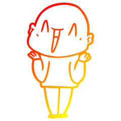 warm gradient line drawing happy cartoon bald man