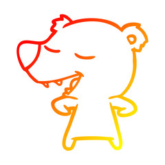 warm gradient line drawing cartoon bear