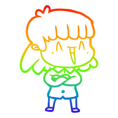 rainbow gradient line drawing cartoon woman