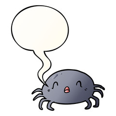 cartoon halloween spider and speech bubble in smooth gradient style