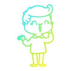 cold gradient line drawing cartoon laughing boy
