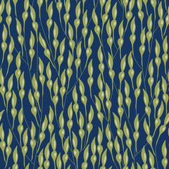 Seamless repeat vector pattern featuring seaweed