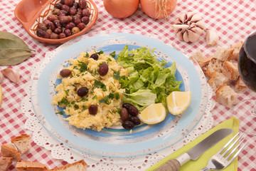 cod fish with eggs and potatoe