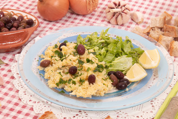 cod fish with eggs and potatoe